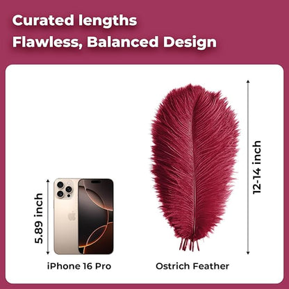 Piokio 20 pcs Claret Ostrich Feathers 12-14 inch(30-35 cm) Bulk for Wedding Party Centerpieces,Gatsby Decorations and DIY Clothes Decoration