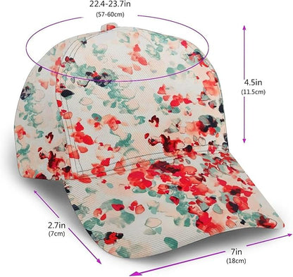 Pastel Cornflowers Floral Baseball Cap Dad Hats All-Over Print Fashion Accessory 100% Polyester Adjusts to Fit Most