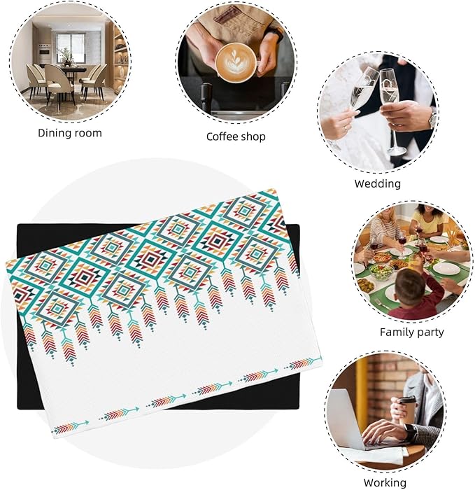 Southwest Aztec Placemats,Native American Washable Waterproof Table Place Mats Set of 6 for Dining Room Kitchen Table 12 X 18 Inch 6 PCS, Style-14