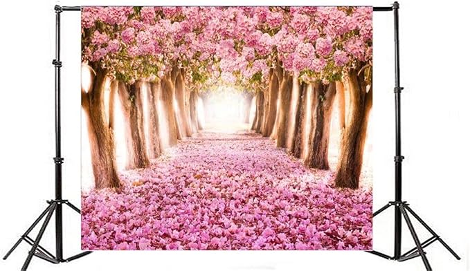 AOFOTO 10x8ft Spring Cherry Blossom Backdrop Sweet Pink Flowers Tree Floral Petal Boulevard Photography Background Wedding Photo Studio Props Girl Bride Woman Lady Mother Artistic Portrait Wallpaper