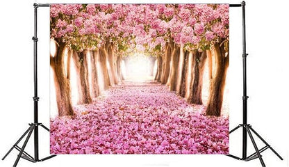 AOFOTO 10x8ft Spring Cherry Blossom Backdrop Sweet Pink Flowers Tree Floral Petal Boulevard Photography Background Wedding Photo Studio Props Girl Bride Woman Lady Mother Artistic Portrait Wallpaper