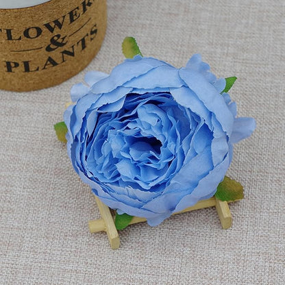 FagusHome 25 Pcs Silk Peony Artificial Flower Heads 4 inch Fake Peony Flowers Heads with Stems Artificial Peony Flower Heads in Bulk Wholesale for Wedding Home Decor (Light Blue)