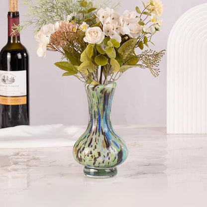 KAMMAK Colored Glass Vase, Beautiful Hand Blown Decorative Vase, Modern Art Vase for Flower Mantle Dining Table Centerpiece, Entryway Living Room Wedding Decoration, FH019