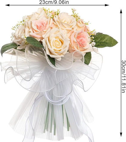 Ochine Bride & Bridesmaid Bouquets for Wedding, Wedding Bouquets for Bride Bridesmaid, Silk Bride Bridesmaid Hand Holding Flower Bouquet for Valentines Day Decor Wedding Party Supplies Home Decor