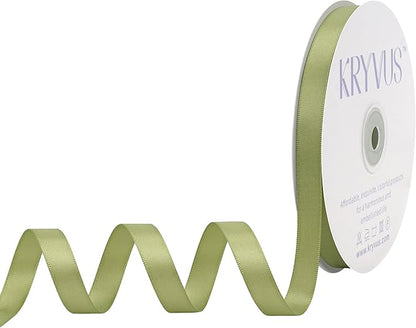 Moss Green Satin Ribbon, Double Faced 1/2 Inch X 50 Yards Moss Green Ribbon, Premium Satin Ribbon for Gift Wrapping, Crafts, Hair Bow Making, Sewing, Flower Bouquet, Wedding Party Decor