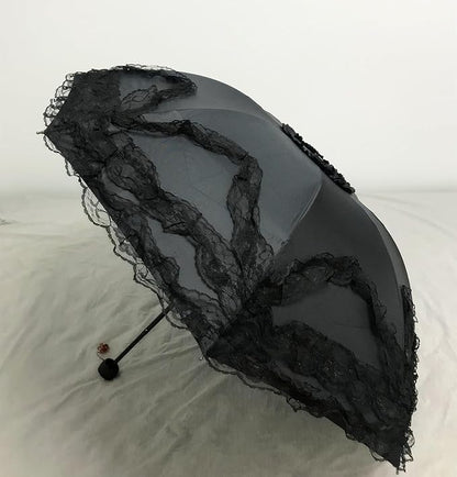 Vintage Lace Parasol Gothic Lolita Umbrella UV Sun Protection Witch Cosplay Photoshoot Props Party Decoration