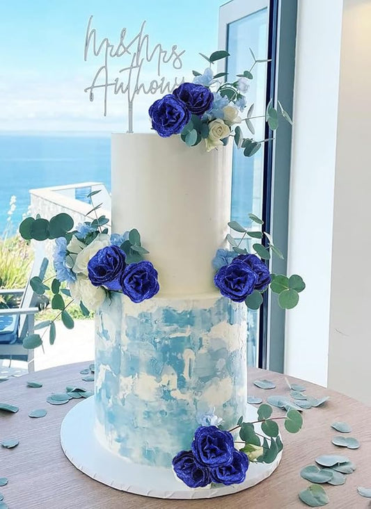 Glitter Roses,30PCS Royal Blue Flowers Artificial Roses with Stems for Wedding Bouquet Party Christmas Home Decor(Royal Blue)