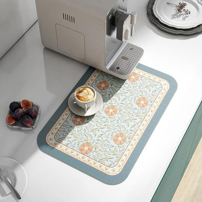 patdrea French Floral Rectangular PVC Placemats, Pack of 6, Waterproof Insulation, Soft and Durable, Suitable for Dining Table, Kitchen and Coffee Table Decoration,12"*17"