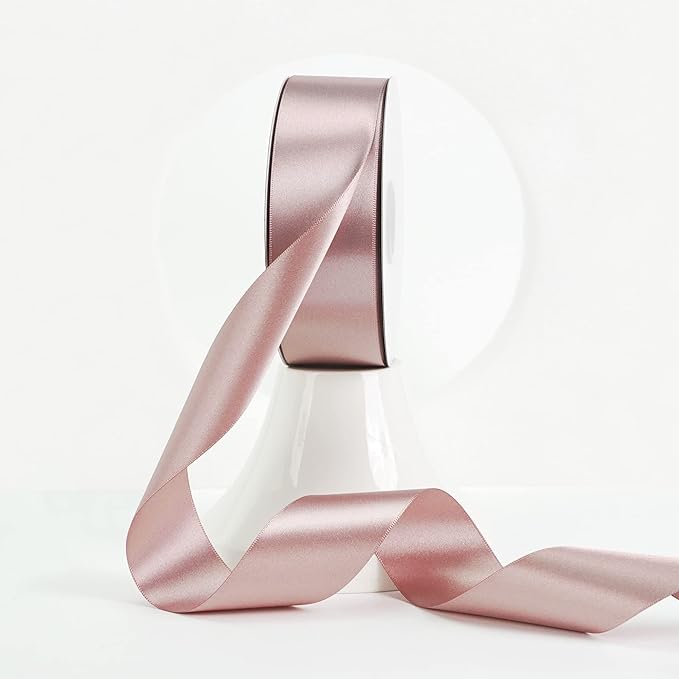 MEEDEE Dusty Rose Satin Ribbon 1-1/2 Inch Dusty Pink Ribbon Lux Double Faced Satin Ribbons by 50 Yards Polyester Satin Ribbons for Crafts, Weddings, Flower Bouquet, Holiday Decorating