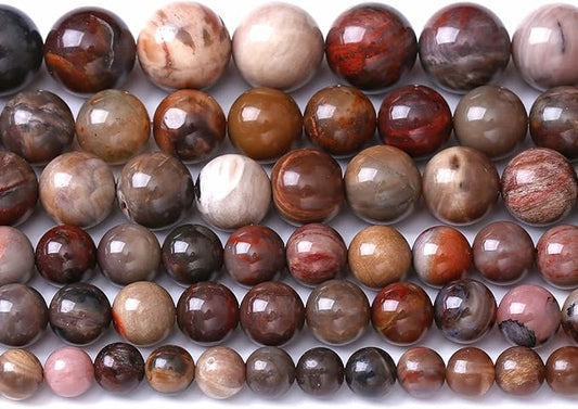 6MM 60PCS Natural Stone Petrified Wood Jasper Loose Beads for Jewelry Making DIY Bracelet