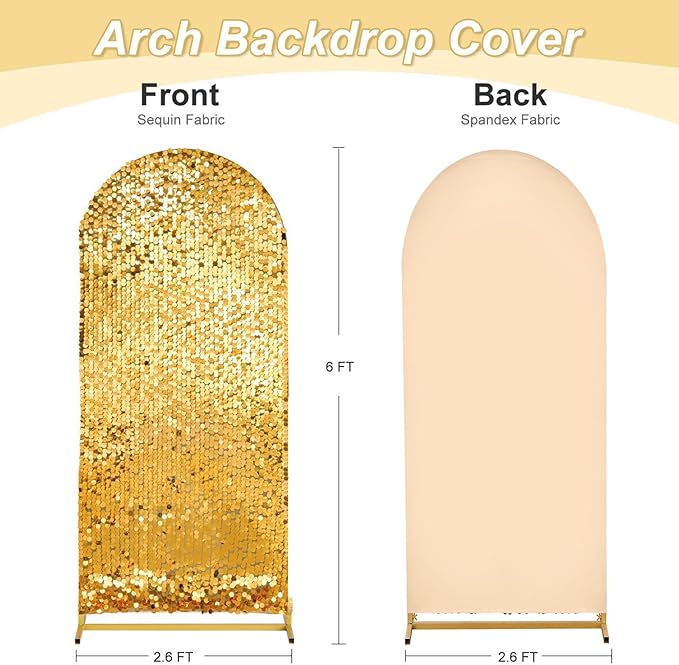 Gold Sequin Arch Backdrop Cover: Big Payette Sequin Arch Cover 6FT Sparkly Backdrop Covers for Party Wedding Banquet