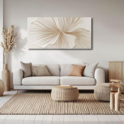 WINKAILIN White and Gold wall Art Abstract Floral Painting Modern 24x48 Artwork Minimalist Canvas for Bedroom Living Room Office Home Decoration