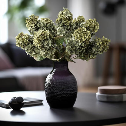 Fake Flowers Hydrangea Silk Flowers With Stems White Flowers Fake Flowers In Vase Hydrangea Artificial Flowers Winter Flowers Artificial For Decoration Vase Decor 24"（ Green）8PCS Wthout Vase