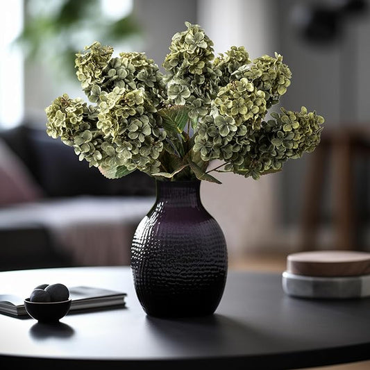 Fake Flowers Hydrangea Silk Flowers With Stems White Flowers Fake Flowers In Vase Hydrangea Artificial Flowers Winter Flowers Artificial For Decoration Vase Decor 24"（ Green）8PCS Wthout Vase