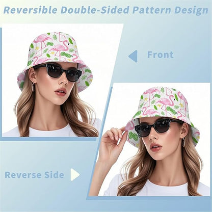 Wildflowers Floral Bucket Hat for Men Women, Summer Vacation Outdoor Travel Reversible Double Side Beach Caps Fisherman Hat