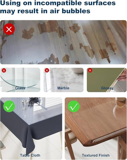 Crystal Clear Plastic Table Cover Protector, 36" x 60" Spill Resistant Easy Flat PVC Desk Pad Mat, 1.5mm Thick Rectangle Vinyl Table Top Protector for Dining Room Table, Office, Dresser