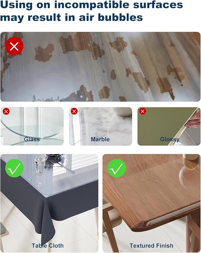 Crystal Clear Plastic Table Cover Protector, 42" x 96" Spill Resistant Easy Flat PVC Desk Pad Mat, 1.5mm Thick Rectangle Vinyl Table Top Protector for Dining Room Table, Office, Dresser