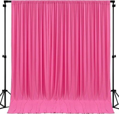 Hot Pink Backdrop Curtain 2 Panels-Wrinkle-Free Polyester Photography Drapes for Wedding Party Photo Background Decorations- 8 X10FT (Hot Pink)