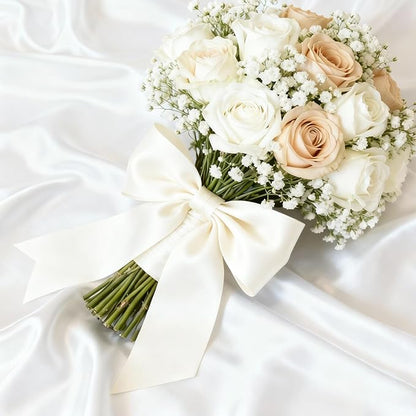 1-1/2" x 50 Yards Satin Ribbon - Ivory Silk Ribbon with Spool - Ideal for Gift Wrapping, Floral Bouquets, Crafts, Wedding Party Decorations, Christmas and Sewing Projects