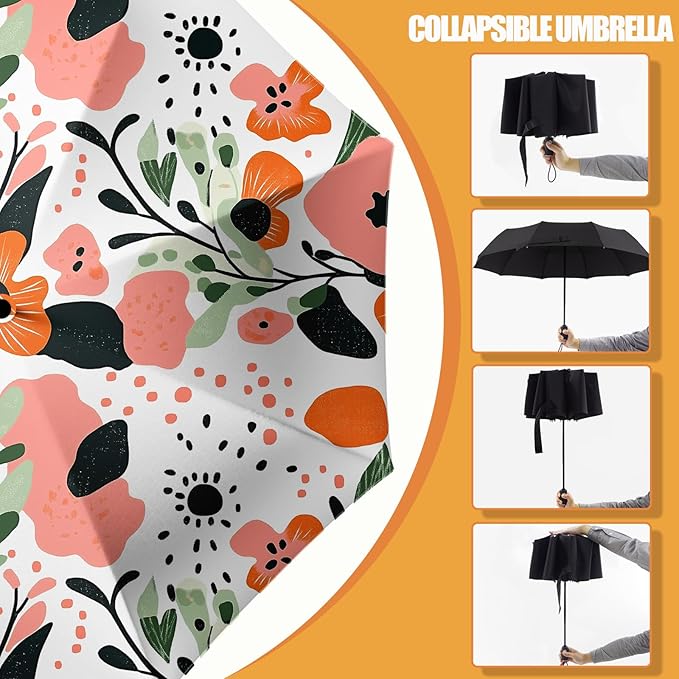Small Compact Travel Automatic Folding Umbrella for Women, Portable Lightweight, Rain, Wind, UV Sun Shade