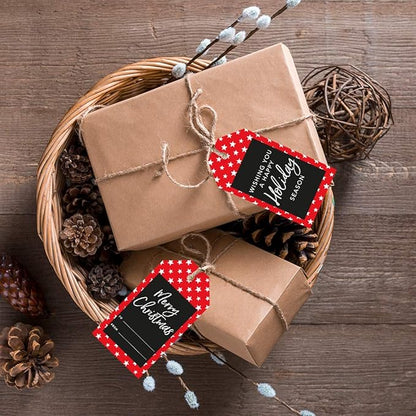 Andaz Press Christmas Holiday Season Classic Gift Tags, Merry Christmas to from and Wishing You A Happy Holiday Season, Red with White Stars Design, for Holiday Events, Parties, and Favors, 60-Pack