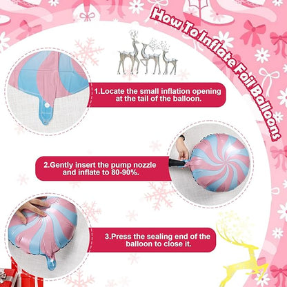 Christmas Decorations Balloons Arch Kit, Pastel Pink Green White Gold Balloons with Star Peppermint Candy Cane Foil Balloon for Christmas Xmas Gingerbread Nutcracker Baby Shower Birthday Party Decor