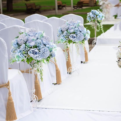 ASTRYAS Artificial Flowers, 4Pcs Blue Artificial Peonies Fake Peony Silk Hydrangeas for Decoration Faux Flower Arrangements for Home Decor Wedding Party (Light Blue)