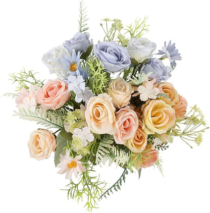Artificial Flowers Bouquets 3 Bunches Fake Flowers Bride Holding Flowers Faux Floral for Home Wedding Spring Decor