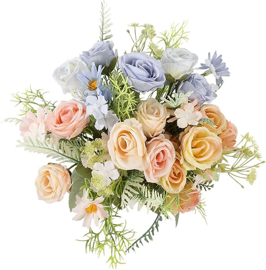 Artificial Flowers Bouquets 3 Bunches Fake Flowers Bride Holding Flowers Faux Floral for Home Wedding Spring Decor