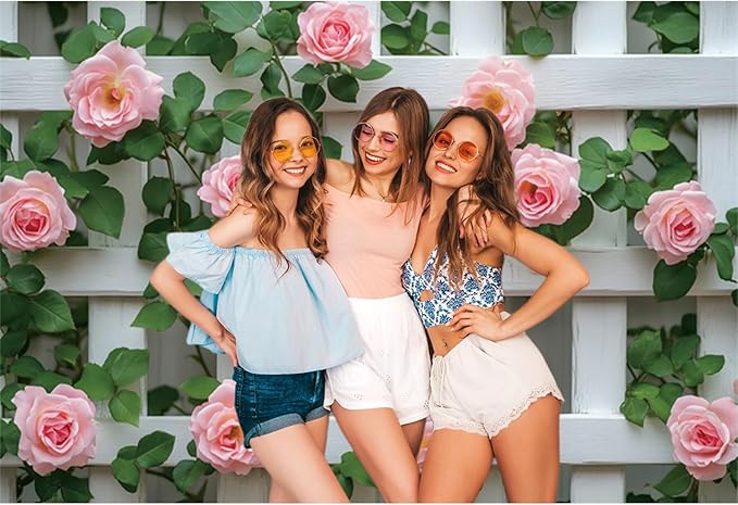 Baocicco 10x8ft Flowers Fence Backdrop Photography Pink Rose Green Leaves White Spring Floral Farmhouse Background for Bridal Shower Wedding Birthday Party Backdrops Decoration Photo Prop Photoshoot