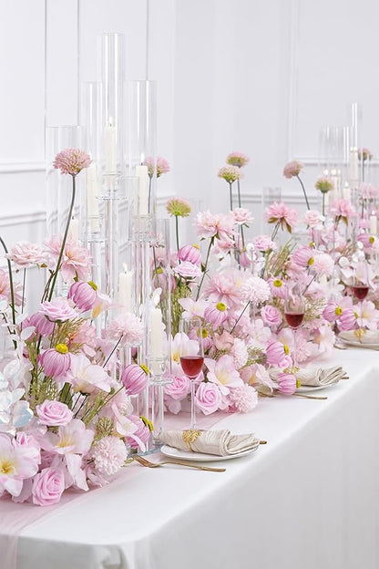 2pcs19inch Pink Free Standing Flowers Ball Bouquet Artificial Rose Arrangements Balls for Wedding Centerpieces Tables Chair Aisle Runner Flowers Decoration