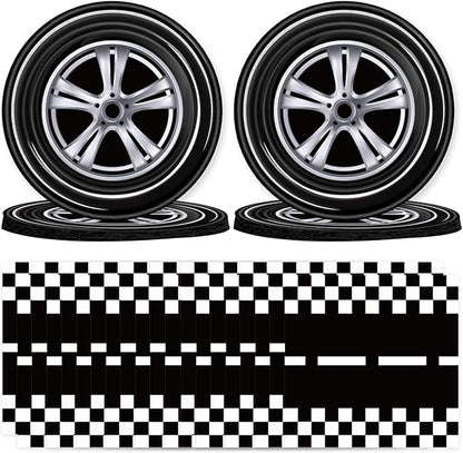 T-Antrix 40 Pcs Race Car Plates And Napkins Party Supplies, Race Car Birthday Decorations Disposable Paper Tableware Set for Boys Kids Birthday Party Serves 20