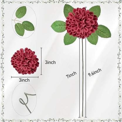 Artificial Flowers, 50pcs Hot Pink Artificial Rose for DIY Wedding Bouquets Centerpieces Arrangements, Hot Pink Rose and Dahlia Flowers with Stems for Bridal Shower Party Home Decorations