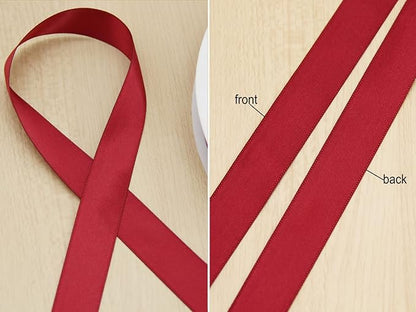 Maroon Double Faced Satin Ribbon 7/8 Inch - 100 Yards Continuous Soft Gift Wrapping Package Ribbon for Invitations, Flower Bouquets, Weddings, Bows, Hair, DIY Crafts, Party & Christmas Deco