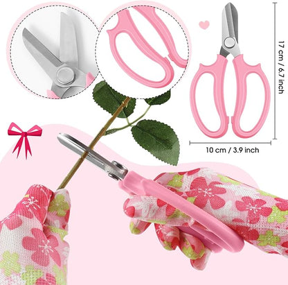 Lasnten 14 Pcs Rose Stripper Thorn Remover Tool Garden Pruning Shears Scissors Kit Leaf Stripping Tool Floral Gloves and Floral Tape Flower Stripper Kit Gift for Wedding Outdoor Gardening