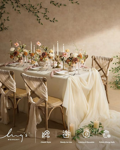 Ling's moment Brown Backdrop Curtains, 10Ft x 23Ft Tawny Beige Long Sheer Wrinkle-Free Background Backdrop Curtain&Table Cloth for Birthday Party Wedding Baby Shower Photo Booth Decor