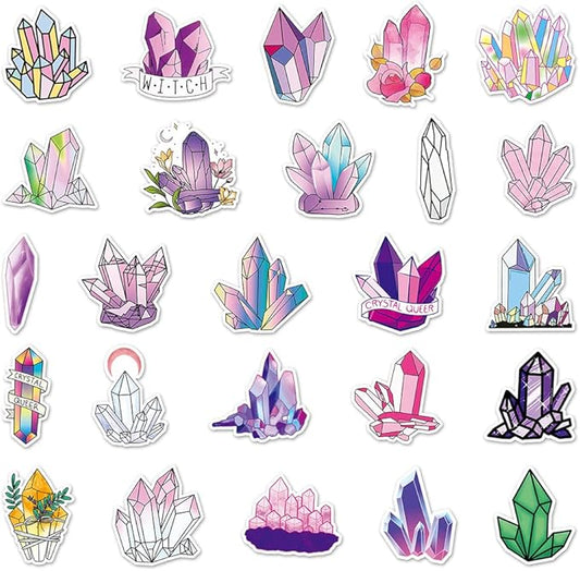 Crystal Stickers for Teens Boy Girls Kids|50 Pcs|Cartoon Vinyl Waterproof Stickers for Laptop Computer Phone Tablet Luggage Flasks Water Bottle Bike Car Notebook,Cute Decorative Decals Pack(Crystal)