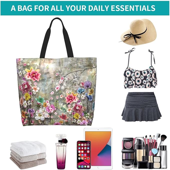 Sunflower Tote Bag For Women, Waterproof Shoulder Bags Big Reusable Grocery Handbag For Shopping Picnic Work Beach