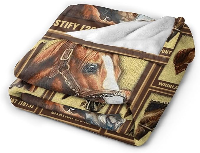 Racing Horse Blanket Throw for Girls Boys Men Women Kids Adults - Soft Warm Cozy Fleece for Couch Sofa Bed - Horse Gifts and Decor - 80"x60"