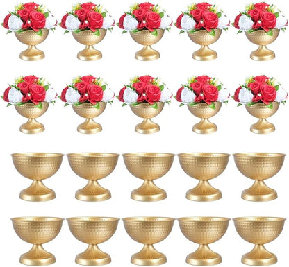 6.5 inch 20 pcs Brass Vase Bowl Gold Centerpieces for Tables Wedding Party Event Gold Accent Decorative Bowl Vintage Style