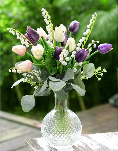FiveSeasonStuff Real Touch Tulips Artificial Flowers – 15 Stems Faux Tulip Bouquet in Gift Box for Wedding, Home Decor, Party, Floral Arrangements (Beyond Purple)