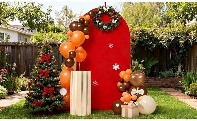 6.6 FT Red Arch Backdrop Cover, Red Christmas Arch Cover, Arch Backdrop Stand Covers for Birthday Wedding Party Decor