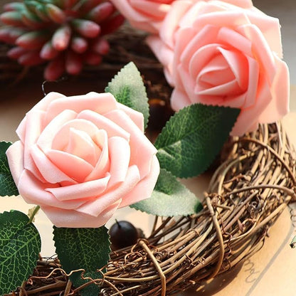 AmyHomie Artificial Flower 50pcs Real Looking Fake Roses w/Stem for DIY Wedding Bouquets Centerpieces Arrangements Party Baby Shower Valentines Day Christmas Tree Decorations