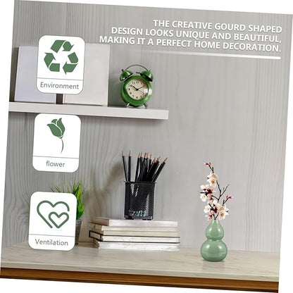 Cabilock 1pc Gourd Shape Hydroponic Vase Elegant Ceramic Flower Arrangement Decor Unique Home Decoration for Office and Restaurant for Friends