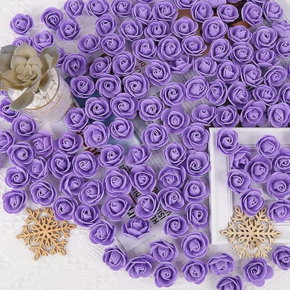 500pcs Mini Foam Rose Heads, Purple Artificial Flower Bulk Foam Rose for Crafts,DIY Wedding Bouquets Baby Shower Centerpieces Floral Arrangements Party Tables Home Decorations(Purple)
