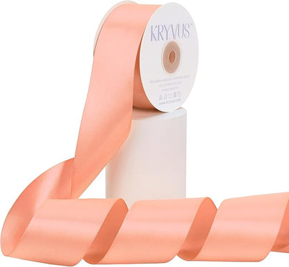Premium Double Faced Satin Ribbon, 2 Inch X 25 Yards, Peach, Perfect for Gift Wrapping, Crafts, Wedding Decor