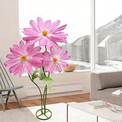 Large Daisy Flowers Artificial 6.1Ft Giant Paper Flowers Decoration Big Flowers Decor for Wedding Reception Essential Party Banquet Background Decor, Indoor Outdoor Home Decor 3Pcs(Rose red)