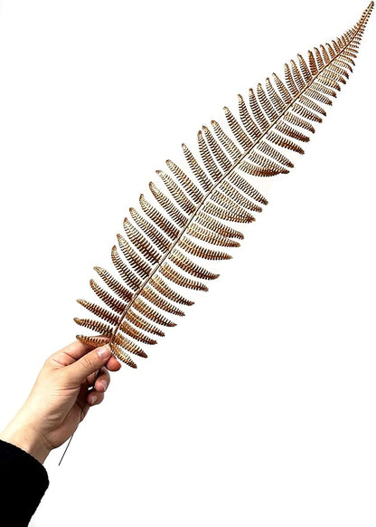 CATTREE Artificial Gold Plants Large Fern Leaves Tall 23" - 10 Pack, Fake Boston Ferns Golden Plant Decorations Plastic Faux Foliage Shrubs Simulated Leaf for Party Wedding Table Centerpiece DIY Décor