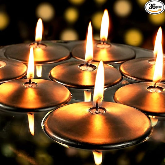 3 inch Floating Candles 36 Packs Black Floating Candles 8-9 Hours Floating Candle for Centerpieces 3” Water Candles for Cylinder Vases, Pool, Wedding, Party