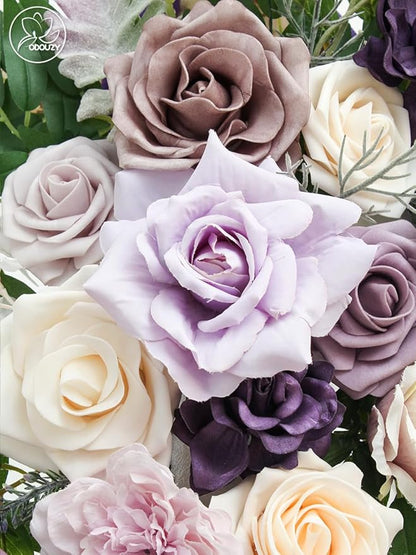 Wedding Arch, Artificial Flowers, Wedding Decor with Drapes (Set of 4)，Be Suited to Banquet, Party, Wedding Decor Ceremony and Background Decoration (Purple)
